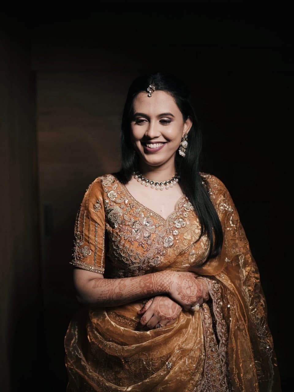 Warm Brown Silk — Warm brown silk — earthy tones, antique gold, signature poola jada.